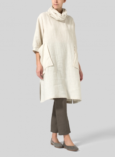 Linen Cowl Neck Oversized Tunic