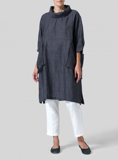 Linen Cowl Neck Oversized Tunic