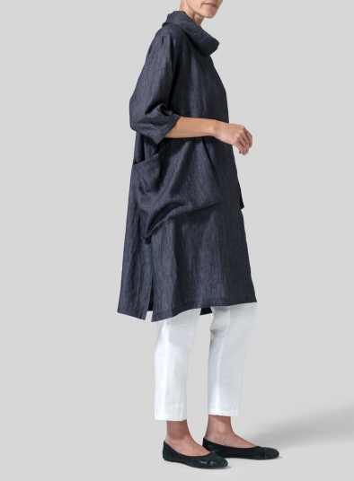 Linen Cowl Neck Oversized Tunic