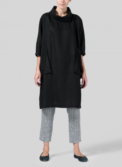 Linen Cowl Neck Oversized Tunic