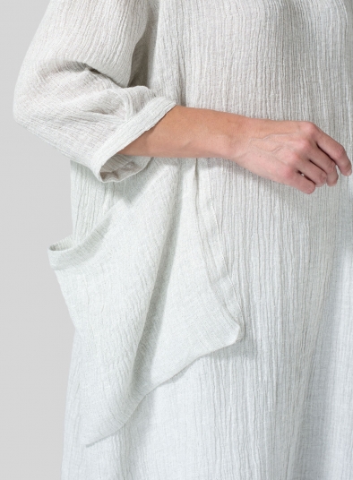 Gauze Linen Cowl Neck Oversized Tunic