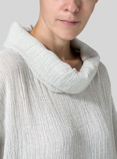 Gauze Linen Cowl Neck Oversized Tunic