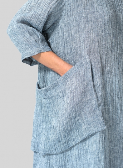 Gauze Linen Cowl Neck Oversized Tunic