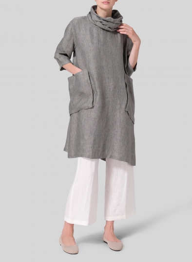 Heavy Linen Cowl Neck Oversized Tunic