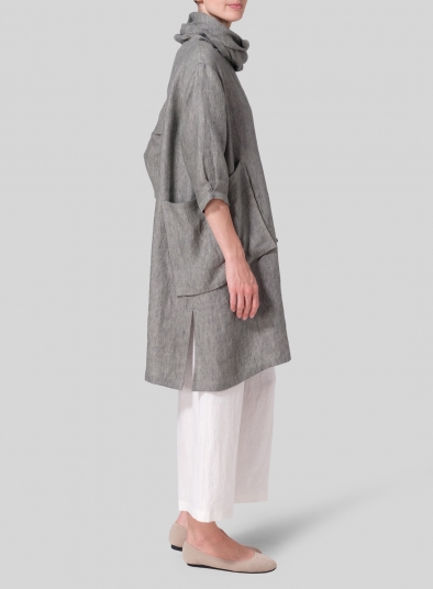 Heavy Linen Cowl Neck Oversized Tunic