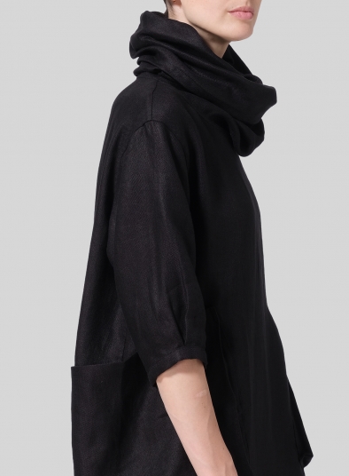 Heavy Linen Cowl Neck Oversized Tunic