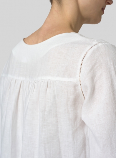 Linen Regular Fit Embroidered V-Neck Top