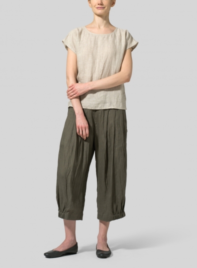 Linen Cap-sleeve Pullover Top