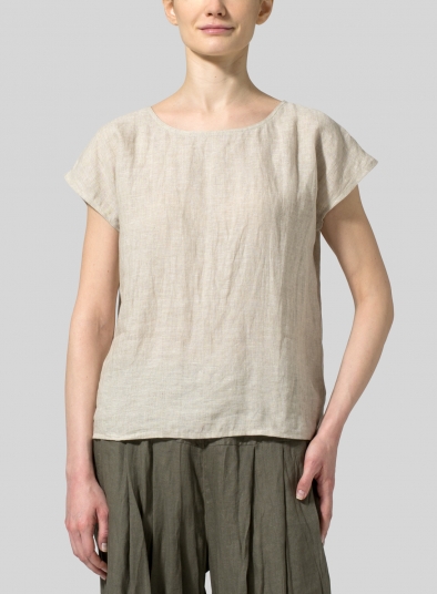 Linen Cap-sleeve Pullover Top