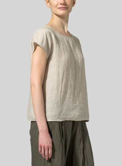 Linen Cap-sleeve Pullover Top