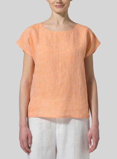 Linen Cap-sleeve Pullover Top