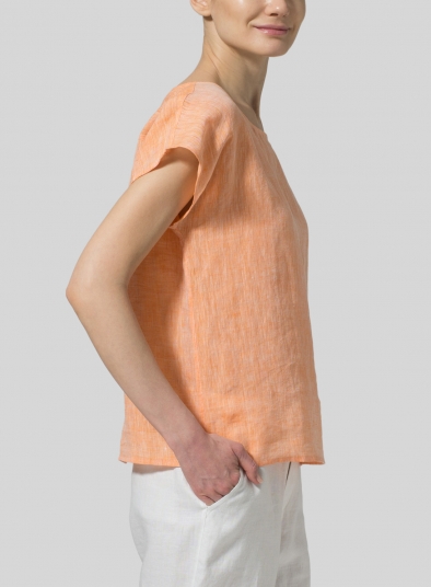 Linen Cap-sleeve Pullover Top