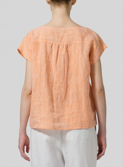Linen Cap-sleeve Pullover Top