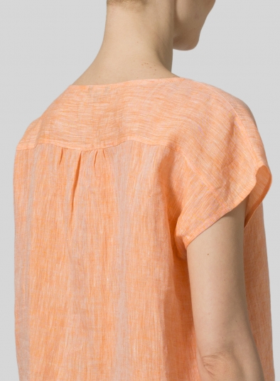 Linen Cap-sleeve Pullover Top