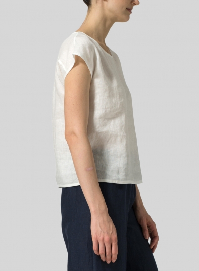 Linen Cap-sleeve Pullover Top