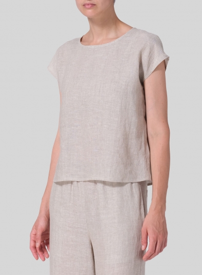 Linen Cap-sleeve Pullover Top