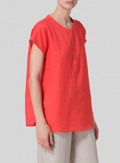 Linen Cap Sleeves Lightweight Top