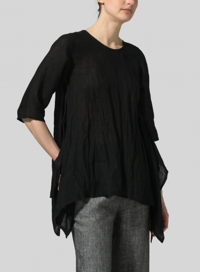 Linen Half Sleeves Weave Clear Tunic