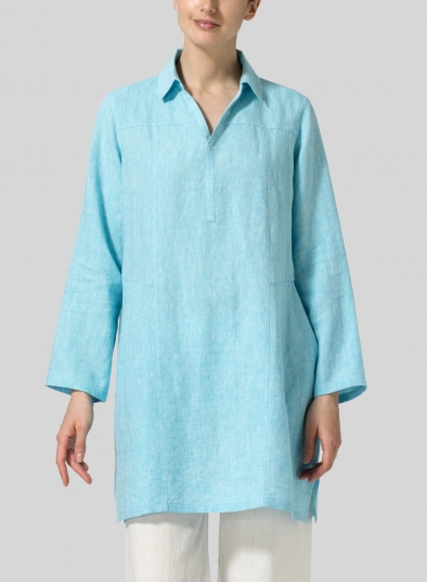 Linen L/Sleeves V-Neck Tunic