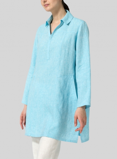 Linen L/Sleeves V-Neck Tunic