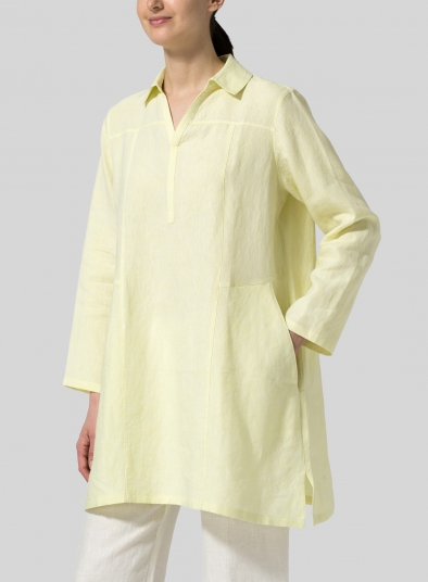 Linen L/Sleeves V-Neck Tunic