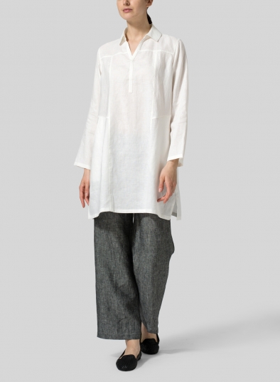 Linen L/Sleeves V-Neck Tunic