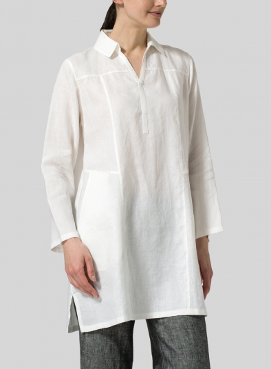 Linen L/Sleeves V-Neck Tunic