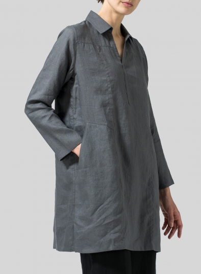 Linen L/Sleeves V-Neck Tunic