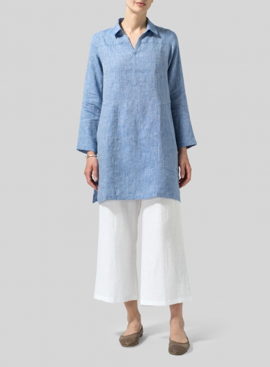 Linen L/Sleeves V-Neck Tunic