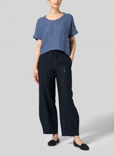 Linen Classic Dropped Shoulder Top