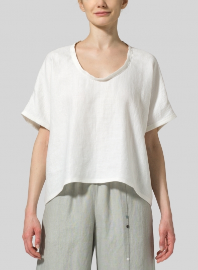 Twill Linen Classic Dropped Shoulder Top