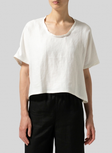 Twill Linen Classic Dropped Shoulder Top