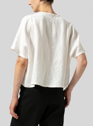 Twill Linen Classic Dropped Shoulder Top