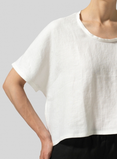 Twill Linen Classic Dropped Shoulder Top