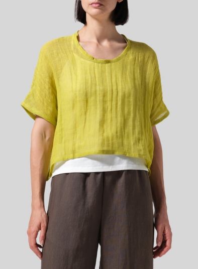 Gauze Linen Cropped Top