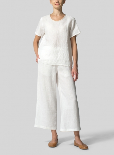 Linen Boxy Short Sleeve Top