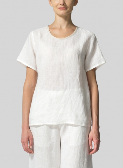 Linen Boxy Short Sleeve Top