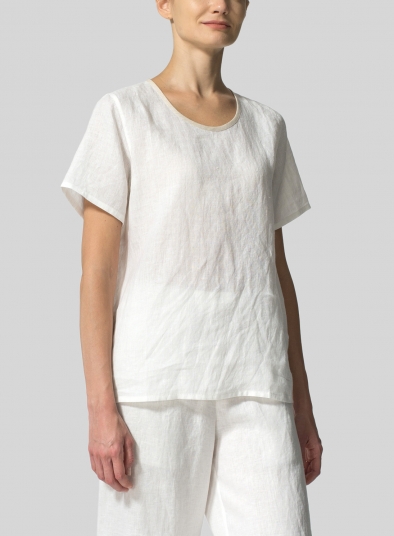 Linen Boxy Short Sleeve Top