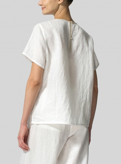 Linen Boxy Short Sleeve Top