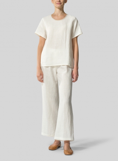 Linen Boxy Short Sleeve Top