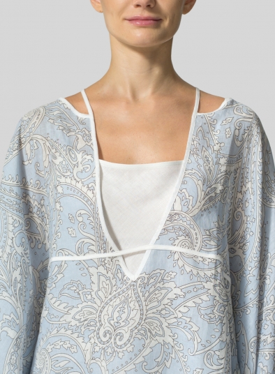 Linen Short Batwing Sleeves Blouse