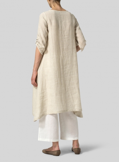 Linen Flare Midi Dress
