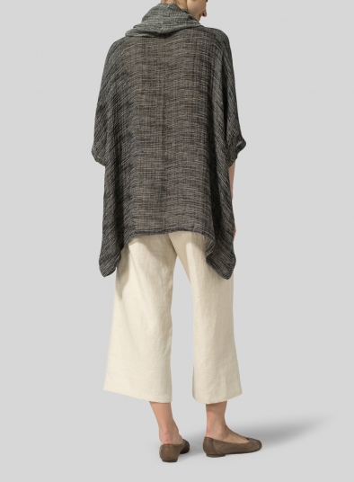 Gauze Linen Cowl Neck Top
