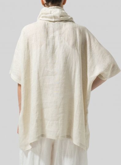 Linen Cowl Neck Half Sleeve Top