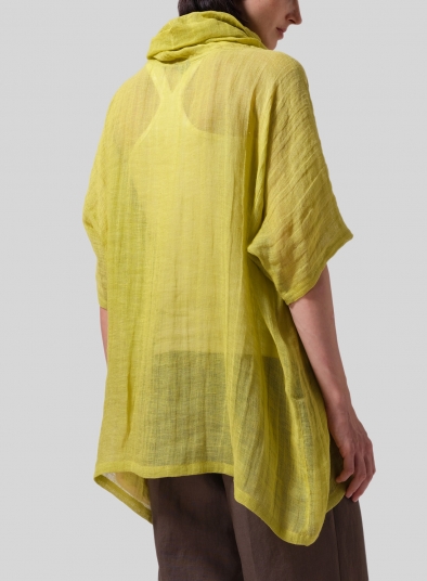 Linen Cowl Neck Raglan Sleeves Top