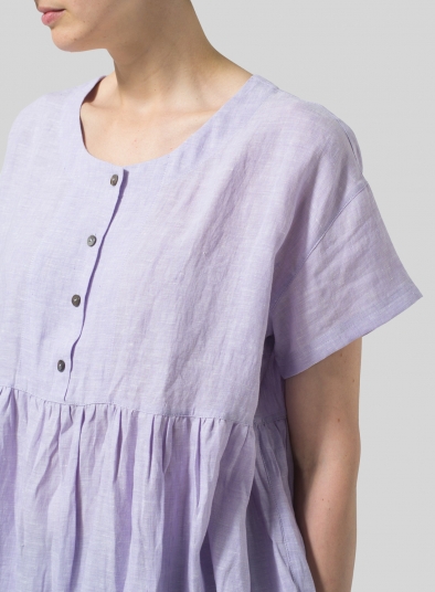 Linen Dropped Shoulder Round Neck Top