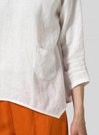 Linen Round Neck 3/4 Sleeve Top