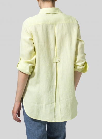 Linen Long Sleeve Uneven Hem Shirt