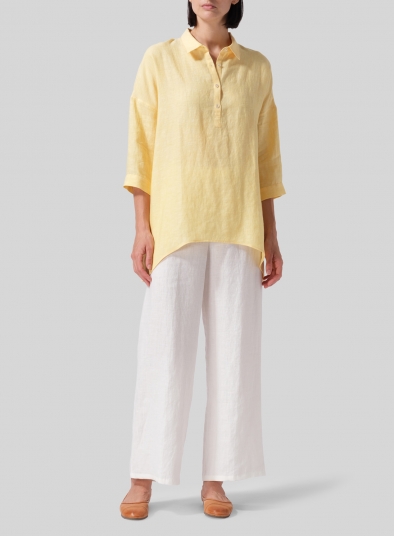 Linen Oversized Straight-Cut Shirt