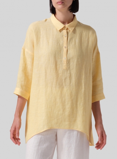 Linen Oversized Straight-Cut Shirt